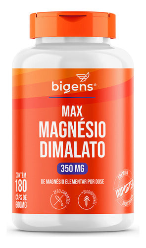 Max Magnésio Dimalato 350mg De Magnésio Elementar Por Dose 180 Cápsulas Bigens