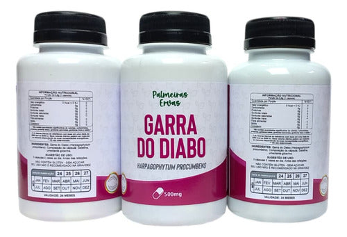 Garra Do Diabo Kit 300 Cápsulas 500 Mg 3x Potes Garra D Sabor Natural Original 3 Frascos Legítimo Harpagophytum Procumbens