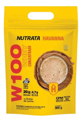 Whey Protein Concentrado W100 - Sabor Dulce De Leche Havanna 900g - Nutrata