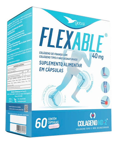Global Suplementos Colágeno Tipo Il Não Desnaturado 60caps Flexable Sem Sabor