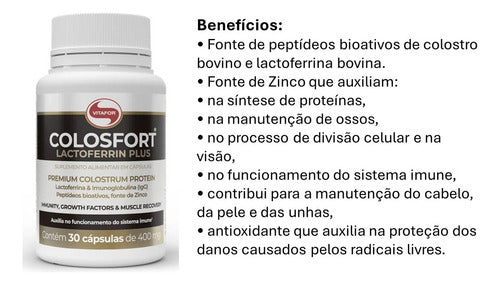 Colosfort Lactoferrin Plus 400mg (30 Caps) Vitafor Sabor Sem sabor