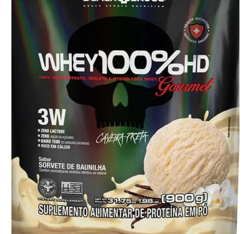 Whey 100% Hd 900g Refil Gourmet - Black Skull Sabor Baunilha