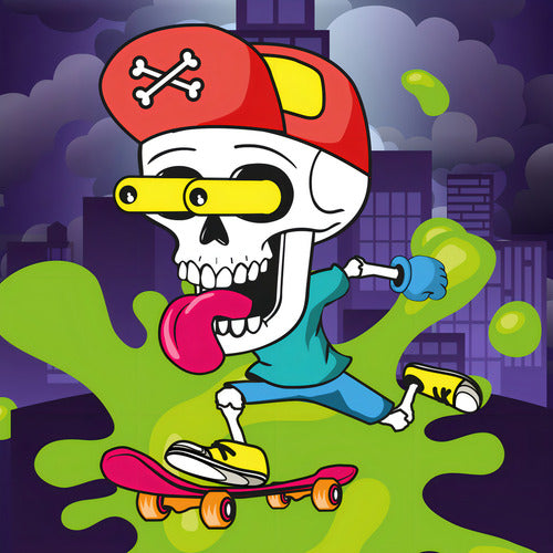 Skate Infantil Iniciante Montado Completo Iniciante 70kg Colorido Skull Life Dreams