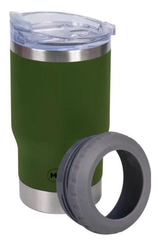 Copo Térmico 5 Em 1 Lata Garrafa Com Abridor Verde Mor 420ml