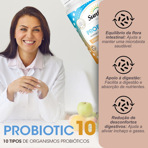 Kit 2 Potes De Probiotic 10 Sunfood Probioticos Capsulas