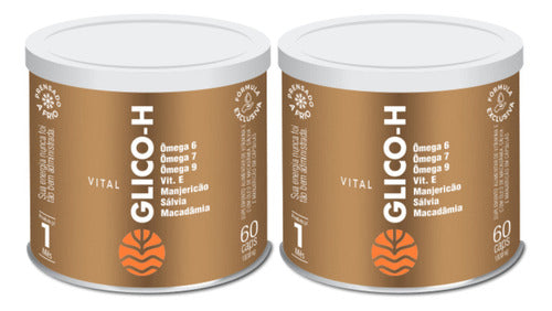 2x Vital Glico-h Vitamina E 60 Cápsulas Sabor Sem Sabor