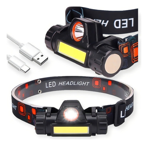 Lanterna De Cabeça Ajustável Recarregável Led Forte Resistente Água Cor da luz Branca Com Imã Led T6 + 1 Led