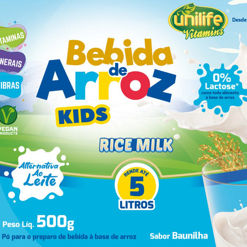 Bebida De Arroz Rice Milk Kids Unilife Sem Lactose 500g Sabor Baunilha