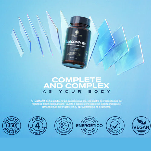 Kit 2 Magnésio Mg Complex Essential Nutrition 90 Cápsulas