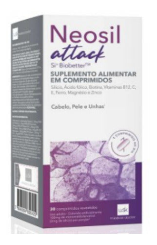 Neosil Attack Com 30 Comprimidos Cabelos Pele E Unhas