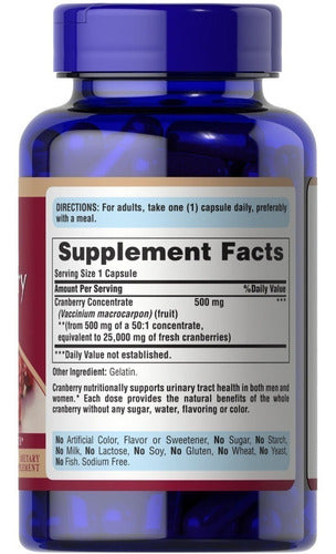 Puritans Pride Cranberry Dose Diária 500 Mg 120 Cápsulas
