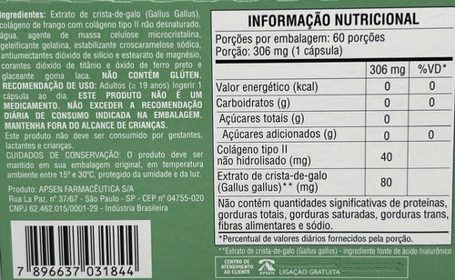 Motilex HA - Colágeno Tipo II + Ácido Hialurônico C/60 Caps