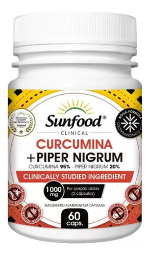 Curcumina 95% + Piper Nigrum 20% 1000mg 60 Capsulas Sunfood