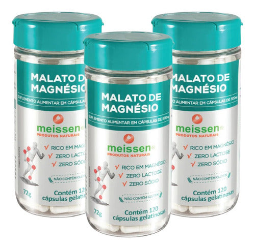 Kit 3 - Malato De Magnesio Puro 120 Caps - Meissen
