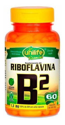Vitamina B2 ( Riboflavina ) - 60 Cápsulas 500mg - Unilife