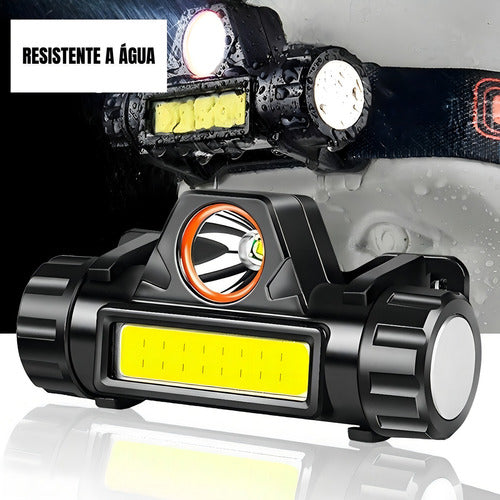 Lanterna De Cabeça Ajustável Recarregável Led Forte Resistente Água Cor da luz Branca Com Imã Led T6 + 1 Led