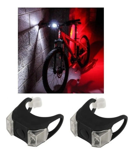 Kit 2 Luz De Segurança Led Duplo Sinalizador Lanterna Bike Cor Preto