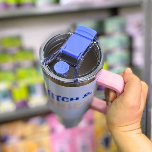 Copo Térmico Stitch Tumbler Inox Personagens Frio Até 12h Cor Azul-aço