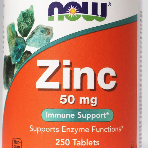 Zinco 50mg Now Foods 250 Tablets Sabor Sem sabor