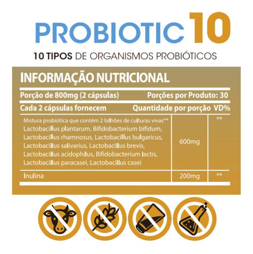 Kit 2 Potes De Probiotic 10 Sunfood Probioticos Capsulas