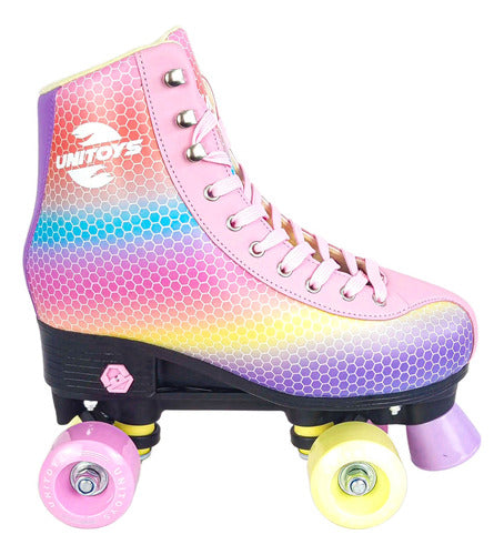 Patins Quad Roller Infantil Rosa 34-37 Ajustável Até 60kg