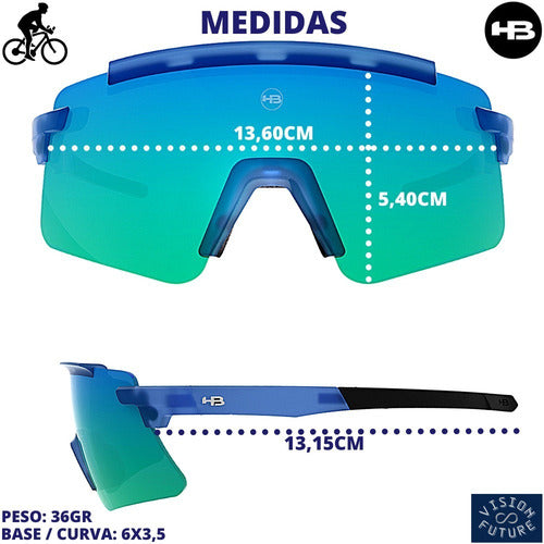 Óculos Solar Hb Apex Wavy Matte Blue Green Chrome Ciclismo