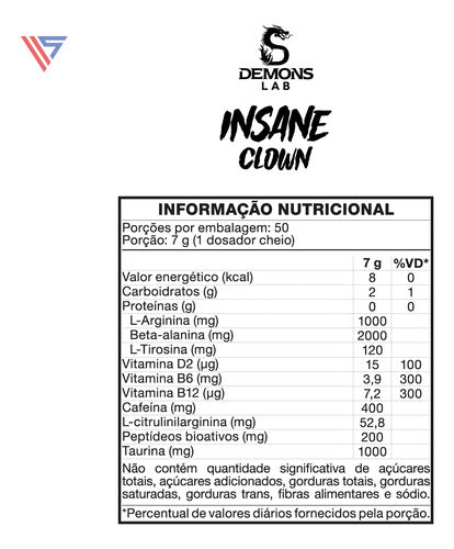 Pré Treino Insane Clown 350g Demons Lab Sabor Grape