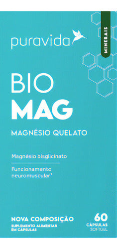 Bio Mag Magnésio Quelato Puravida 60 Cápsulas