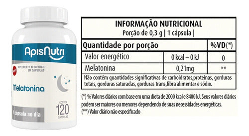 Melatonina - 120 Cápsulas - Apisnutri