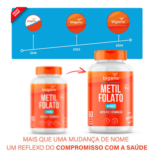 Metilfolato 60 Cps L Metil Folato Ácido Fólico Ativo Bigens Sabor Neutro