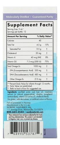 Nordic Naturals Baby's DHA, sem sabor - 1050 mg Ômega-3 + 300 UI de vitamina D3 - apoia o desenvolvimento do cérebro, da visão e do sistema nervoso em bebês