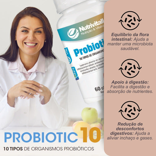Suplemento Em Cápsulas Probiotic Nutrivitalle Probióticos Sem Sabor