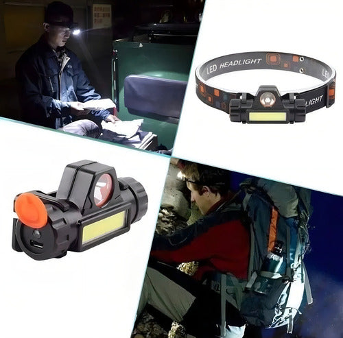 Lanterna De Cabeça Ajustável Recarregável Led Forte Resistente Água Cor da luz Branca Com Imã Led T6 + 1 Led
