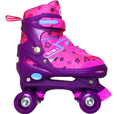 Patins Infantil Roller 4 Rodas Ajustável Com Kit De Proteção