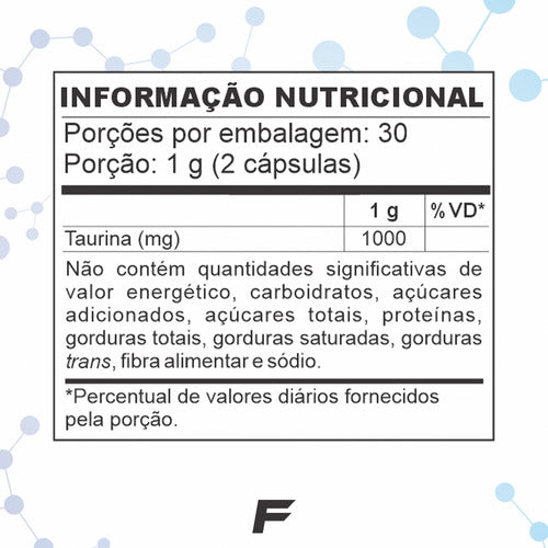 Taurina 1000mg 100% Pura 60 Vegan Caps - Forged Nutrition Sabor Sem sabor