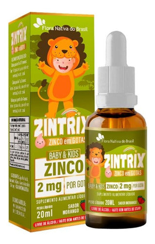 Zintrix (zinco Infantil Em Gotas) 20ml - Flora Nativa Sabor Morango