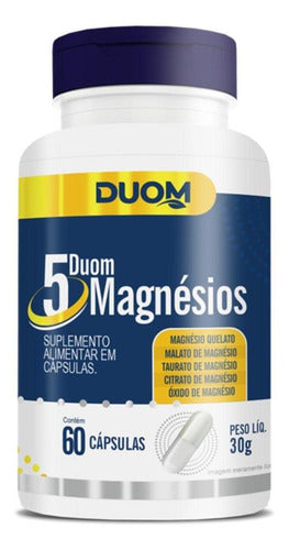 Duom 5 Magnésios Malato Quelato Taurato Citrato Óxido 60 Cápsulas