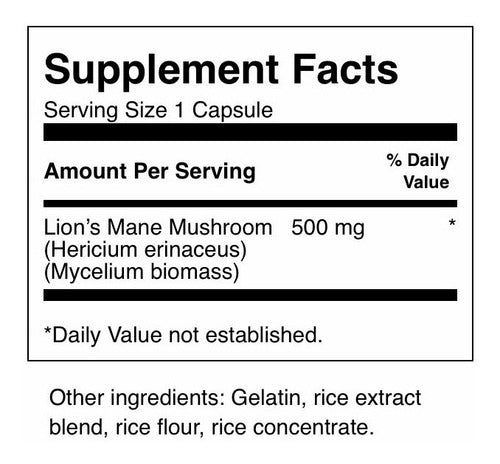 Cogumelo Juba De Leão Lion's Mane 500mg 60 Capsules Swanson
