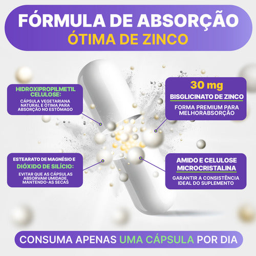 Suplemento Alimentar De Zinco 30 Mg 60 Cápsulas - Suplint Sabor Sem Sabor