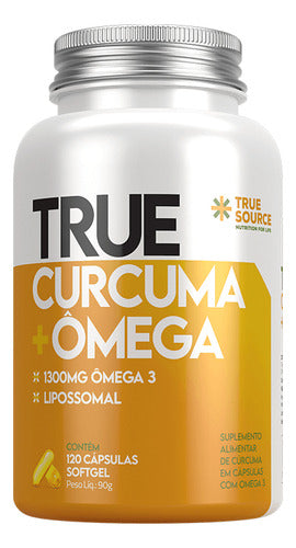 True Cúrcuma + Ômega Lipossomal 120 Cápsulas True Source Sabor Sem sabor