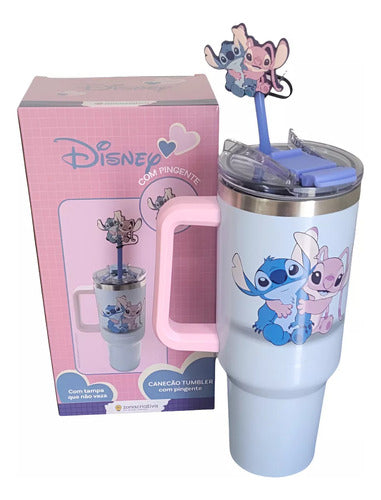 Copo Térmico Stitch Tumbler Inox Personagens Frio Até 12h Cor Azul-aço