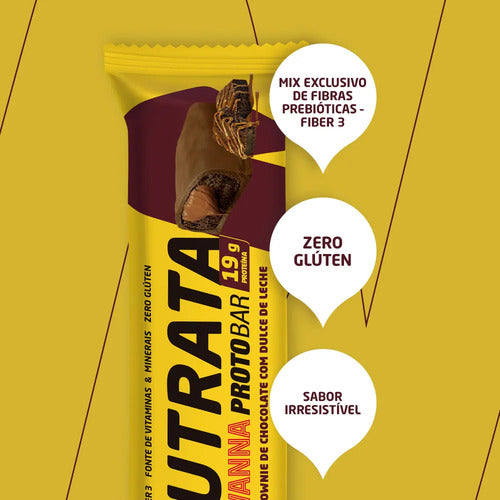 Barras De Proteína Protobar Havanna 9 Unidades - Nutrata Sabor Brownie de chocolate com Doce de leite