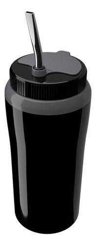 Copo Térmico Tererê 650ml Parede Dupla Tampa E Bomba Inox Cor Preto Preto