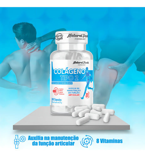 Natural Foods Pote Colageno Tipo 2 + Vitaminas Joelho E Articulação 60 Capsulas Sem Sabor
