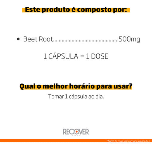 Beet Root 500mg - Extrato De Raiz De Beterraba - 120 Doses Sabor Without Flavor