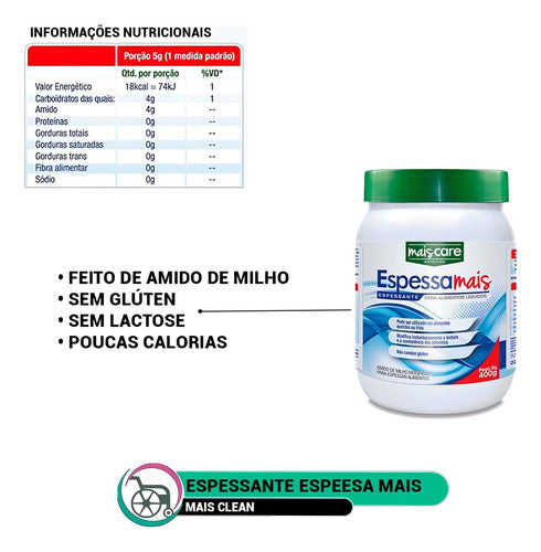 Espessante Alimentar Espessa Mais Lata 400g Mais Care Sabor Sem sabor
