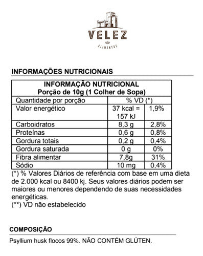 Psyllium Husk Velez 1 Kg Suplemento natural rico em fibras