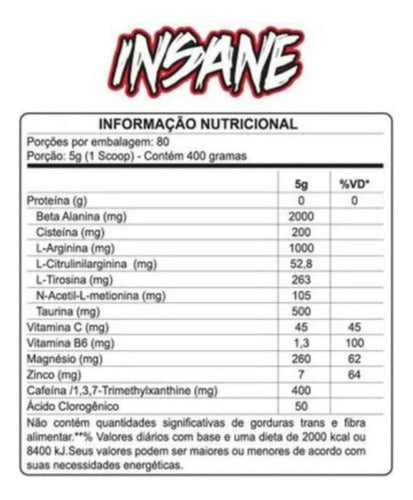 Pré Treino Insane 400g Demons Lab
