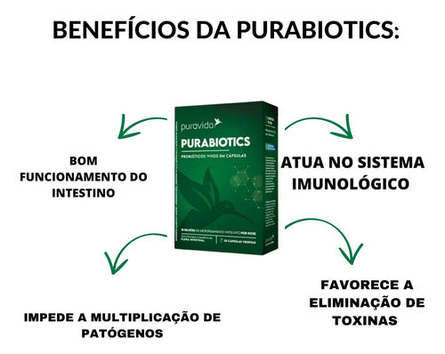 Purabiotics Puravida, 4 Cepas, 18 Bilhões Ufc 30 Cáps Sabor 30 Cápsulas