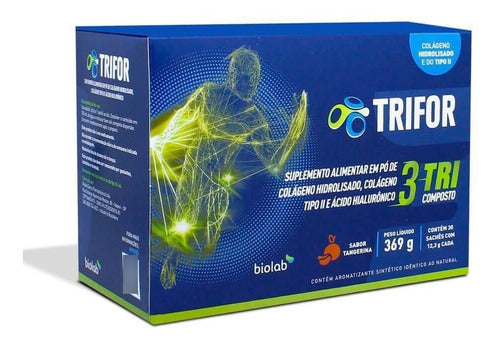 Trifor Colágeno Hidrolisado + Ácido Hialurônico C/30 Sachês Sabor Tangerina